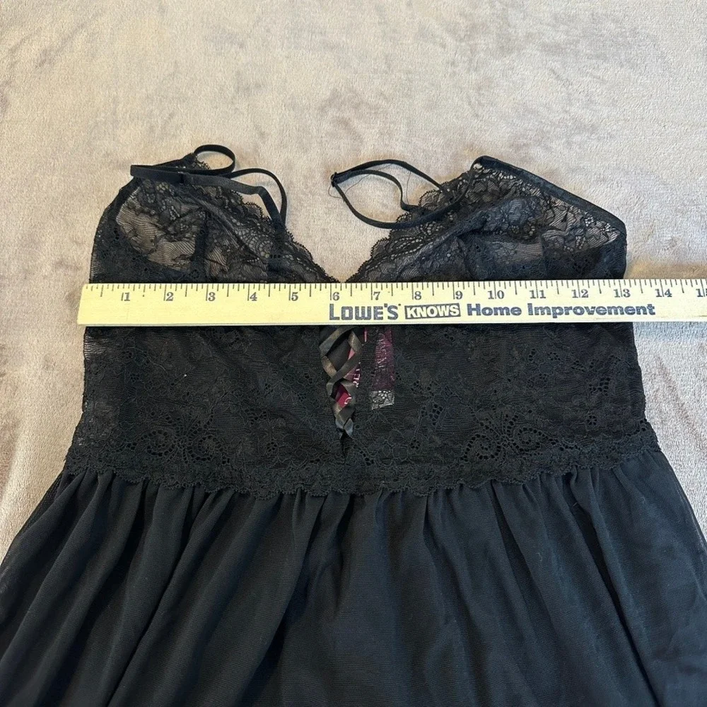 Adore Me Yolandi Black Babydoll Medium Sheer Romantic Glam‎ Lingerie Boudoir